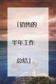 销售的半年工作总结