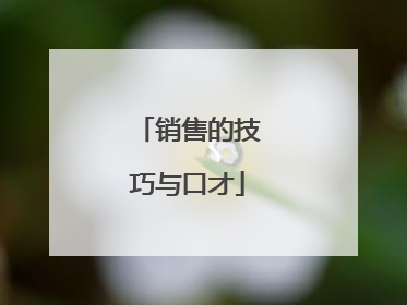 销售的技巧与口才