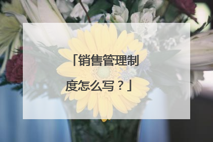 销售管理制度怎么写？
