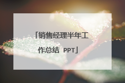 销售经理半年工作总结 PPT