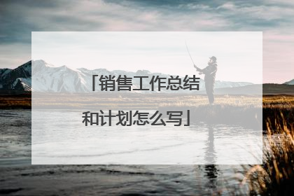 销售工作总结和计划怎么写