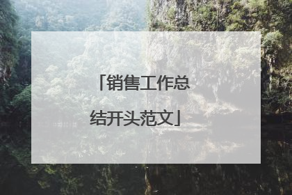 销售工作总结开头范文