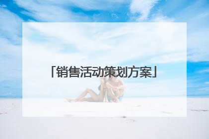 销售活动策划方案