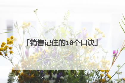 销售记住的10个口诀