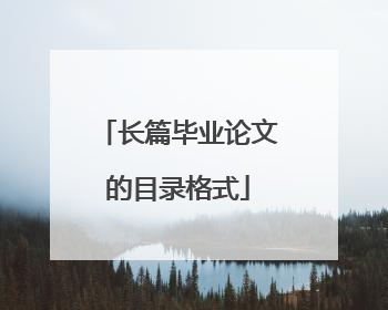 长篇毕业论文的目录格式