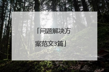 问题解决方案范文3篇