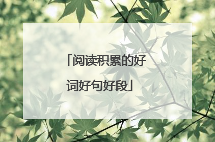阅读积累的好词好句好段