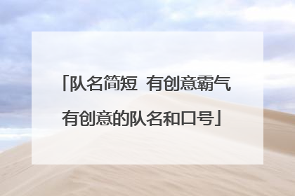 队名简短 有创意霸气 有创意的队名和口号