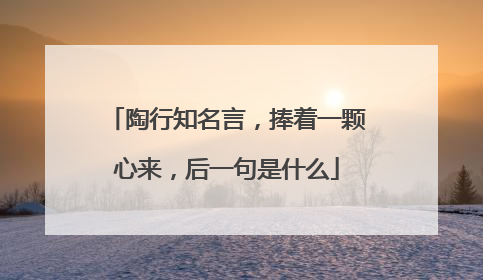 陶行知名言,捧着一颗心来,后一句是什么