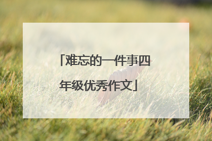 难忘的一件事四年级优秀作文