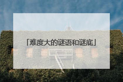 难度大的谜语和谜底