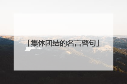 集体团结的名言警句