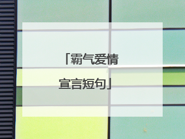 霸气爱情宣言短句