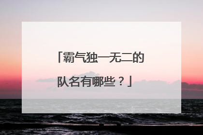 霸气独一无二的队名有哪些？