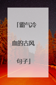 霸气冷血的古风句子