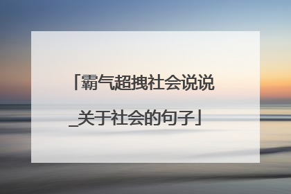 霸气超拽社会说说_关于社会的句子