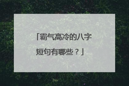 霸气高冷的八字短句有哪些?