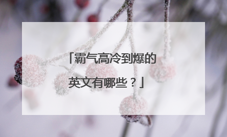 霸气高冷到爆的英文有哪些？