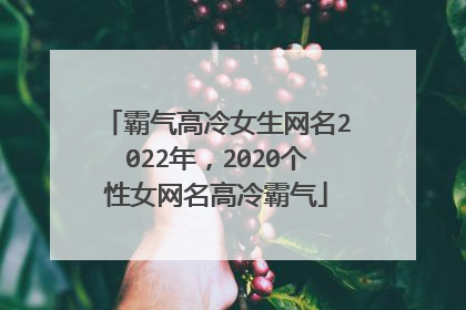 霸气高冷女生网名2022年，2020个性女网名高冷霸气