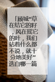 顾城“草在结它的籽,风在摇它的叶,我们站着什么都不说,就十分地美好”选自哪一篇诗集