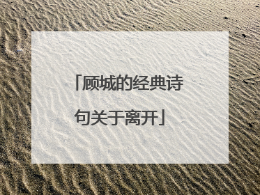 顾城的经典诗句关于离开