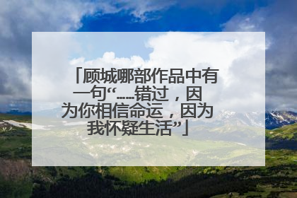 顾城哪部作品中有一句“……错过,因为你相信命运,因为我怀疑生活”