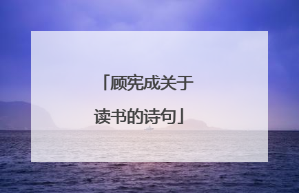 顾宪成关于读书的诗句