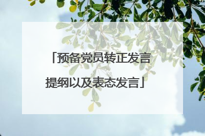 预备党员转正发言提纲以及表态发言