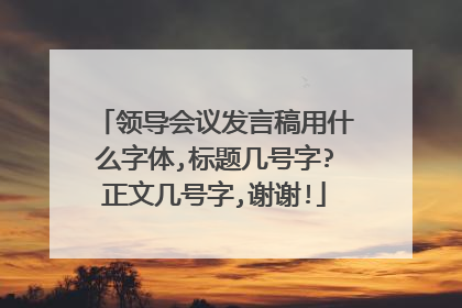 领导会议发言稿用什么字体,标题几号字?正文几号字,谢谢!