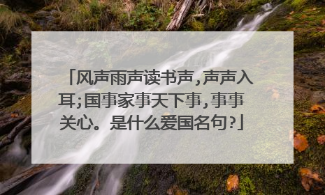 风声雨声读书声,声声入耳;国事家事天下事,事事关心。是什么爱国名句?