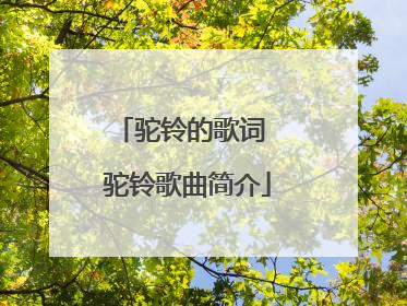 驼铃的歌词 驼铃歌曲简介