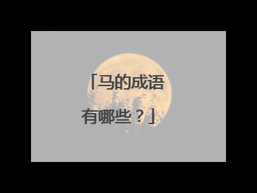 马的成语有哪些?