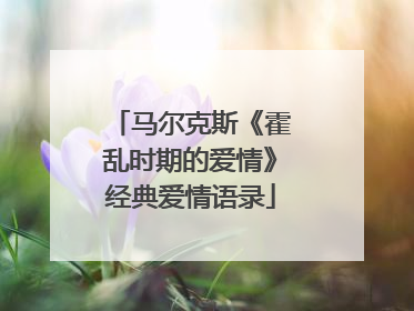 马尔克斯《霍乱时期的爱情》经典爱情语录