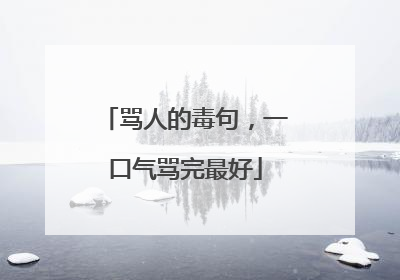 骂人的毒句,一口气骂完最好