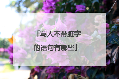 骂人不带脏字的语句有哪些