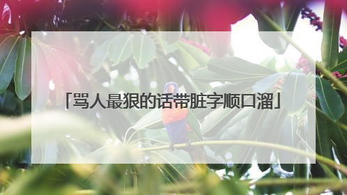 骂人最狠的话带脏字顺口溜