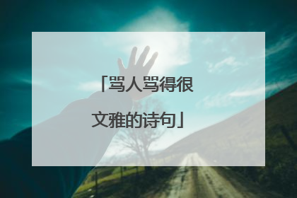 骂人骂得很文雅的诗句