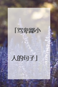 骂卑鄙小人的句子