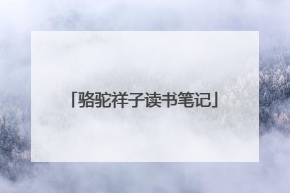 骆驼祥子读书笔记