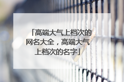 高端大气上档次的网名大全,高端大气上档次的名字