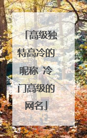高级独特高冷的昵称 冷门高级的网名