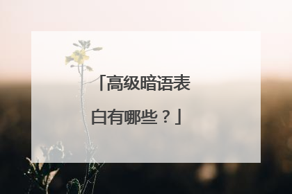 高级暗语表白有哪些？