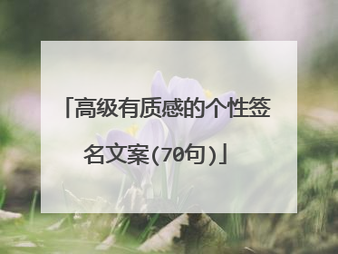 高级有质感的个性签名文案(70句)
