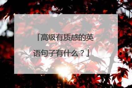 高级有质感的英语句子有什么?