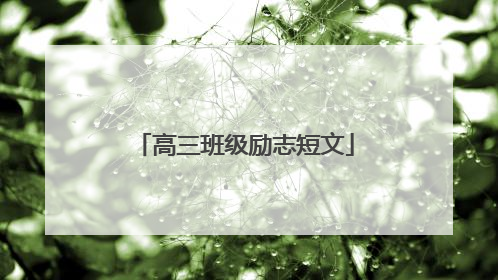 高三班级励志短文