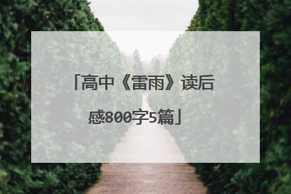 高中《雷雨》读后感800字5篇