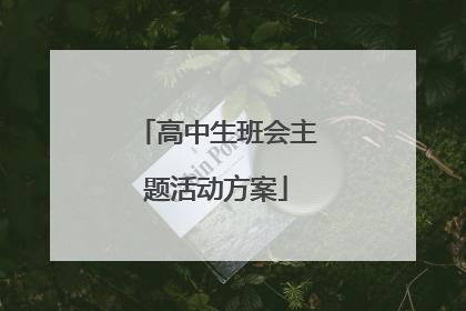 高中生班会主题活动方案