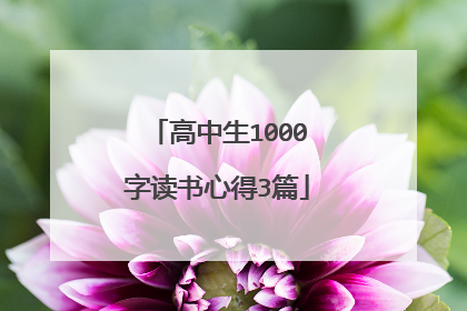 高中生1000字读书心得3篇