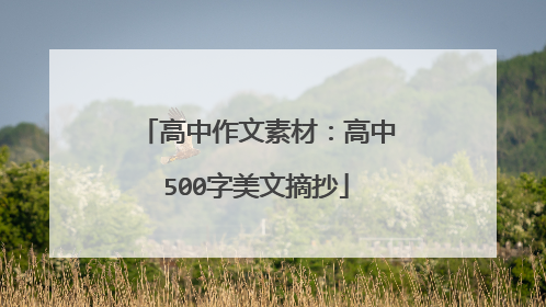 高中作文素材:高中500字美文摘抄
