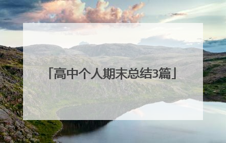 高中个人期末总结3篇